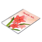 Personalisierte Red Amaryllis Blume Notizblock (Linke Seite)