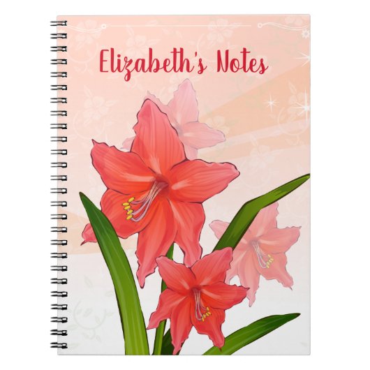Personalisierte Red Amaryllis Blume Notizblock (Vorderseite)