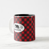 Personalisierte Red Black Lumberjack Bear Tasse (Vorderseite Links)
