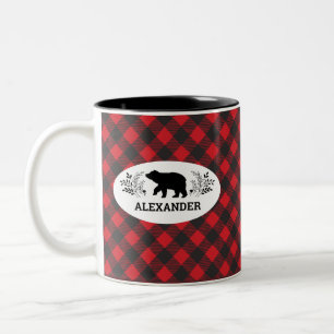 Personalisierte Red Black Lumberjack Bear Tasse