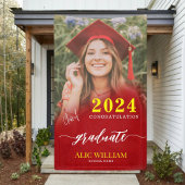 Personalisierte Red Boho Foto Graduation Party Banner