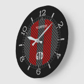 Personalisierte Red Carbon Style Racing Stripes au Große Wanduhr (Winkel)