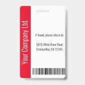 Personalisierte Red Corporate Employee Security ID Ausweis (Back)