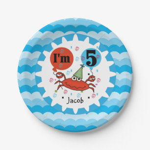 Personalisierte Red Crab 5. Geburtstagspapier Tell Pappteller