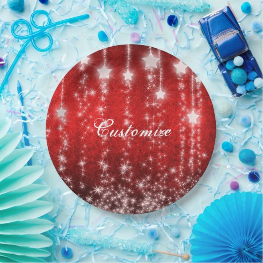 Personalisierte Red Falling Stars Teller (Party)