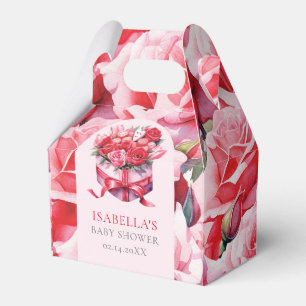 Personalisierte Red Floral Arch Baby Dusche Geschenkschachtel