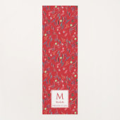 Personalisierte RED Floral Monogramm Yogamatte (Vorderseite)