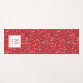 Personalisierte RED Floral Monogramm Yogamatte (Vorderseite (Horizontal))