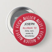 Personalisierte Red Food Allergy Alarmierung kunde Button (Vorne & Hinten)