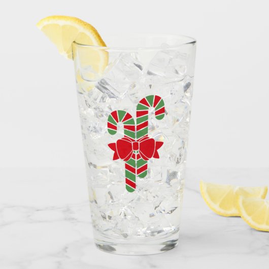 Personalisierte Red & Green Christmas Candy Canes Glas (Vorderseite Ice)
