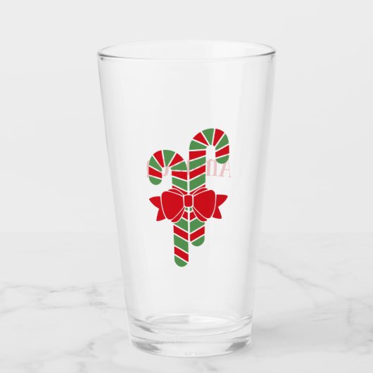 Personalisierte Red & Green Christmas Candy Canes Glas (Vorderseite)