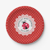 Personalisierte Red Ladybug Baby Duschpapier Telle Pappteller (Vorderseite)