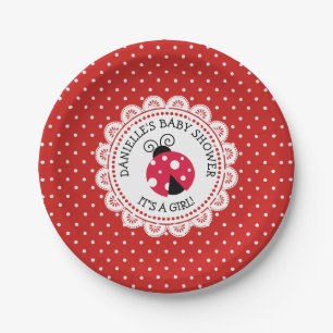 Personalisierte Red Ladybug Baby Duschpapier Telle Pappteller