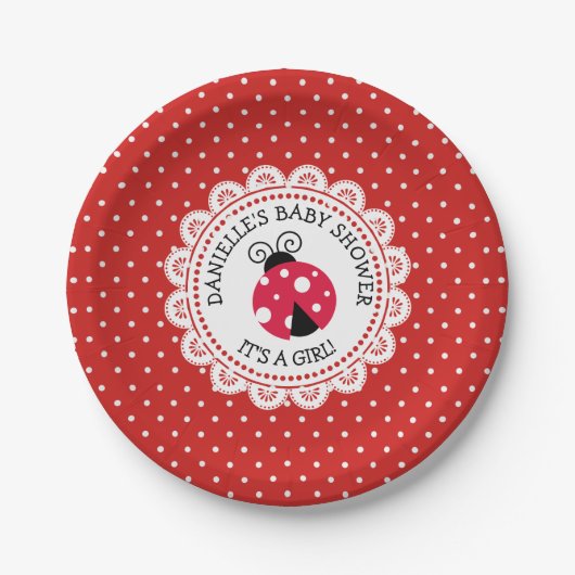 Personalisierte Red Ladybug Baby Duschpapier Telle Pappteller (Vorderseite)