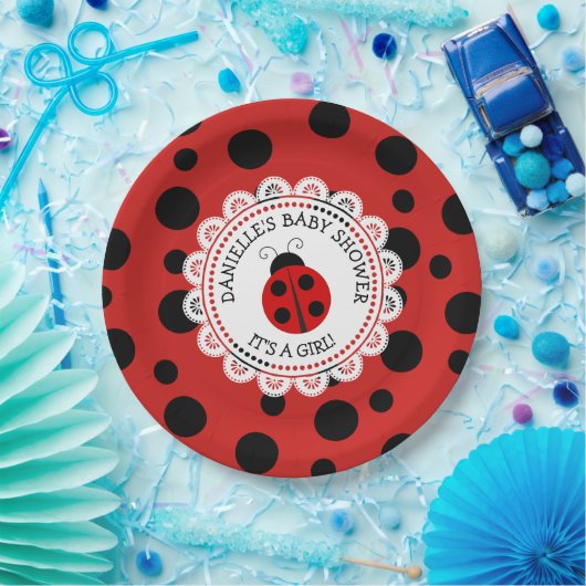 Personalisierte Red Ladybug Baby Duschpapier Telle Pappteller (Party)