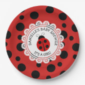 Personalisierte Red Ladybug Baby Duschpapier Telle Pappteller (Vorderseite)