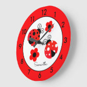 Personalisierte Red Ladybug Round Clock Große Wanduhr (Winkel)