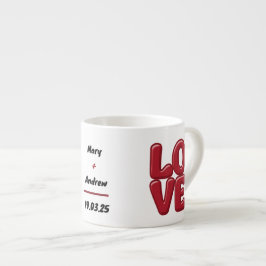Personalisierte Red LIEBE Tasse mit Namen und Datu