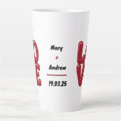 Personalisierte Red LIEBE Tasse mit Namen und Datu (Vorderseite)