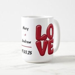 Personalisierte Red LIEBE Tasse mit Namen und Datu