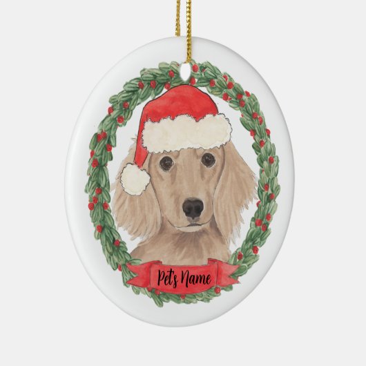 Personalisierte Red Long Hair Dackel Keramik Ornament (Rechts)