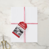 Personalisierte Red Merry Weihnachts Foto Geschenk Geschenkanhänger (Mit Garn)