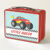 Personalisierte Red Monster Truck Boys Metall Brotdose (Rückseite)