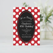 Personalisierte Red Polka Dot Party Einladung (Stehend Vorderseite)