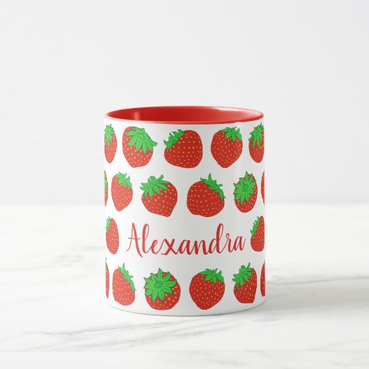 Personalisierte Red Strawberry-Tasse mit Namen Tasse (Zentrum)
