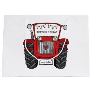 Personalisierte Red Tractor Country Wedding-Gesche Große Geschenktüte