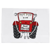 Personalisierte Red Tractor Country Wedding-Gesche Große Geschenktüte (Rückseite)
