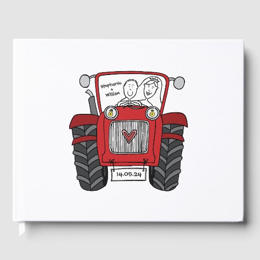 Personalisierte Red Traktor Country Farm Wedding Gästebuch (Vorderseite)
