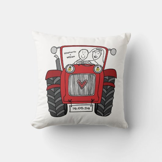 Personalisierte Red Traktor Country Farm Wedding Kissen (Vorderseite)