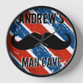 Personalisierte Red Whit and Blue Mustache Man Höh Uhr (Vorderseite)