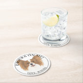 Personalisierte Red & White Papillon Dog Wedding Runder Pappuntersetzer (Vor Ort)