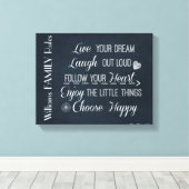 Personalisierte Regeln für inspirierende glücklich Leinwanddruck (Insitu (Holzboden))