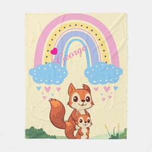 Personalisierte Regenbogen-Eichhörnchen-Flanelldec Fleecedecke