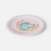 Personalisierte Regenbogen-Einhorn-Party-Teller Pappteller (Schrägansicht)