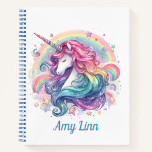 Personalisierte Regenbogen-Einhorn-Skizze  Notizblock