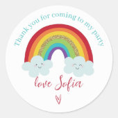 Personalisierte Regenbogen-Geburtstags-Dankeschön- Runder Aufkleber (Vorderseite)