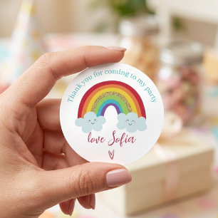 Personalisierte Regenbogen-Geburtstags-Dankeschön- Runder Aufkleber