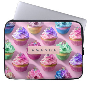 Personalisierte Regenbogen-Glitter-Cupcakes auf Ro Laptopschutzhülle