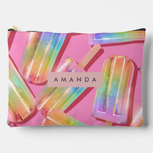Personalisierte Regenbogen Glitter-Eis-Traumwelt Zubehörtasche