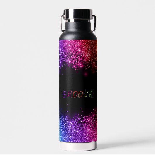 Personalisierte Regenbogen-Glitter-Rahmen Trinkflasche (Vorne)