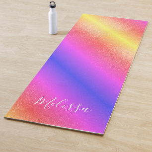 Personalisierte Regenbogen-Glitter Yogamatte