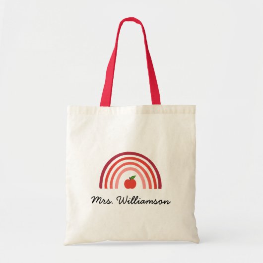 Personalisierte Regenbogen-Lehrertasche Tragetasche (Vorne)
