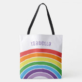 Personalisierte Regenbogen-Mädchen buntes Tasche (Vorderseite)