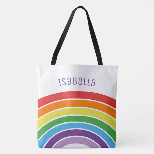 Personalisierte Regenbogen-Mädchen buntes Tasche (Vorderseite)