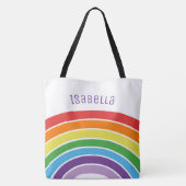 Personalisierte Regenbogen-Mädchen buntes Tasche (Rückseite)