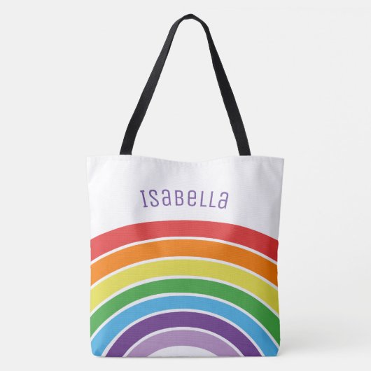 Personalisierte Regenbogen-Mädchen buntes Tasche (Rückseite)